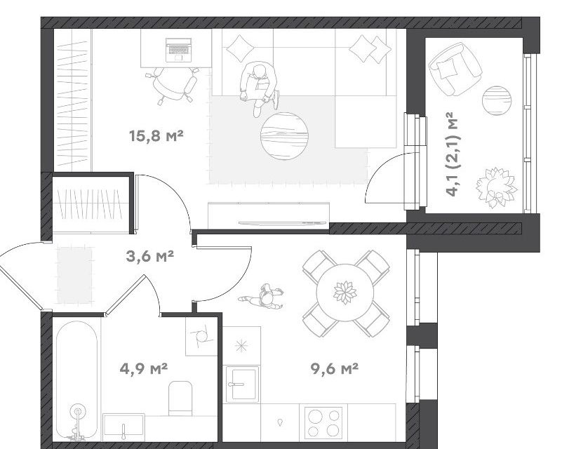Продаётся 1-комнатная квартира, 36 м²