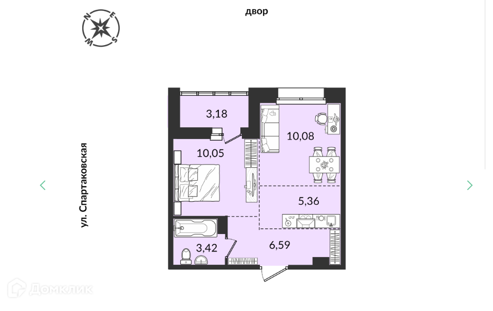 Продаётся 2-комнатная квартира, 38.68 м²