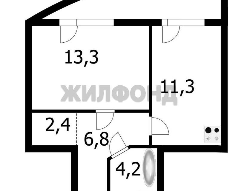 Продаётся 1-комнатная квартира, 38 м²
