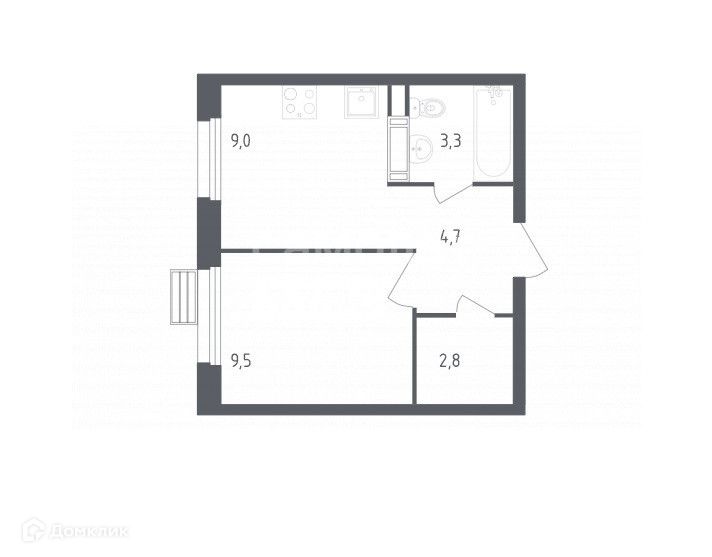 Продаётся 1-комнатная квартира, 29.3 м²