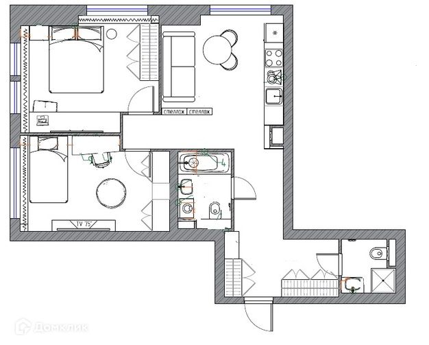 Продаётся 2-комнатная квартира, 62.3 м²