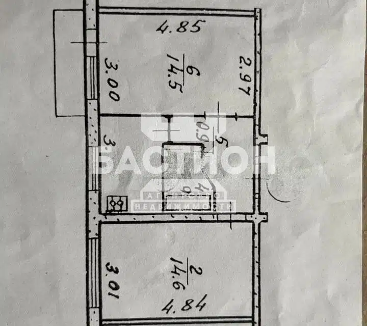 Продаётся 2-комнатная квартира, 43.9 м²