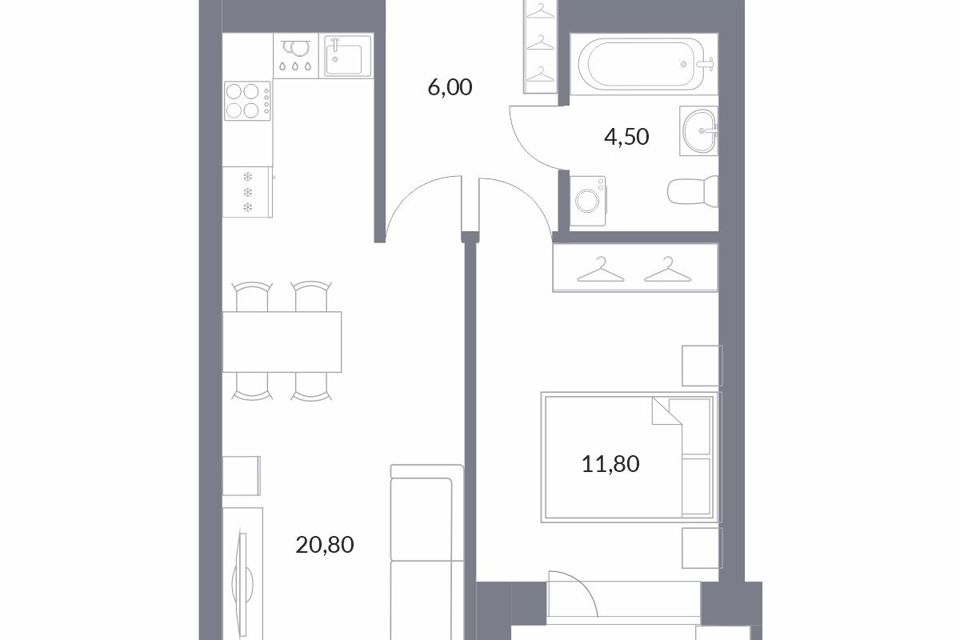 Продаётся студия, 46 м²