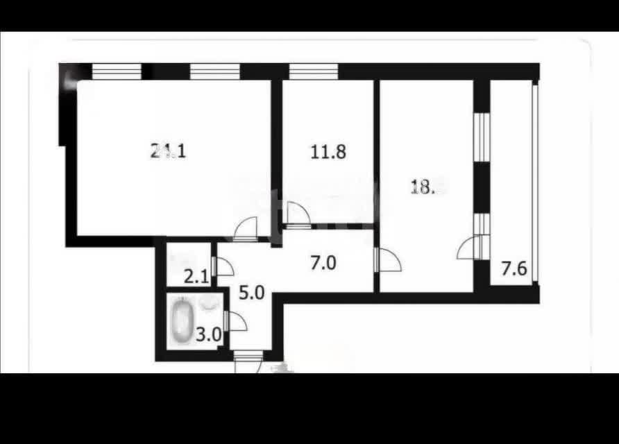 Продаётся 2-комнатная квартира, 71.6 м²