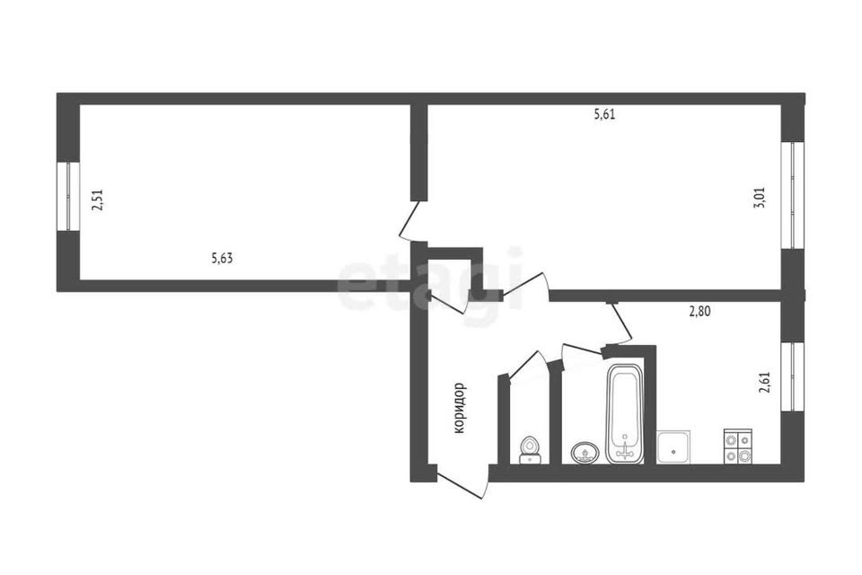 Продаётся 2-комнатная квартира, 47.5 м²