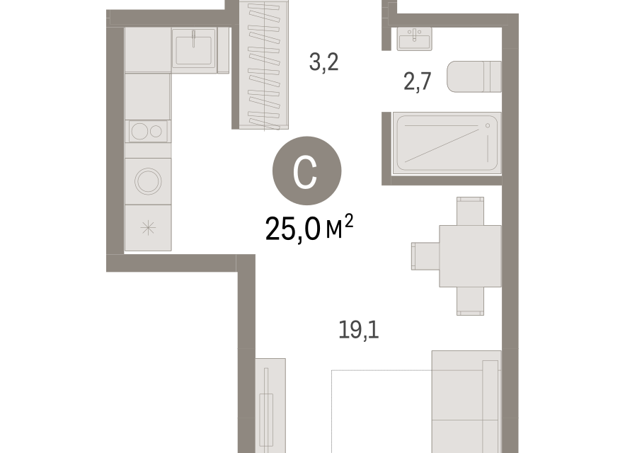 Продаётся студия, 24.98 м²