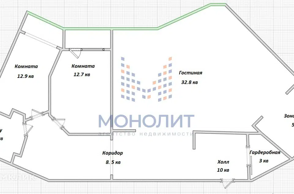 Продаётся 3-комнатная квартира, 89.6 м²