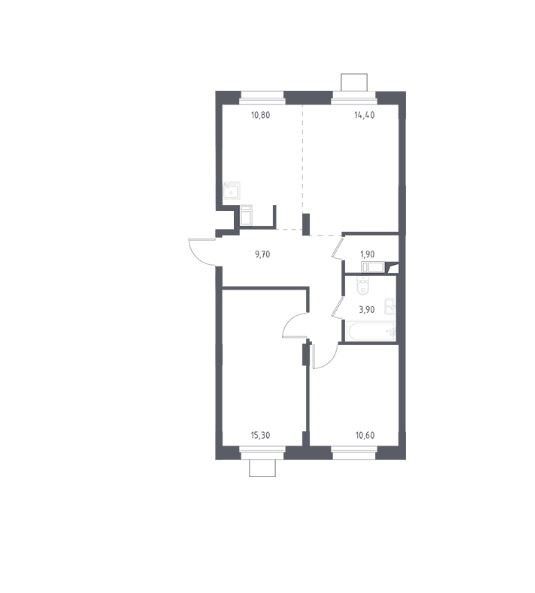 Продаётся 2-комнатная квартира, 66.6 м²