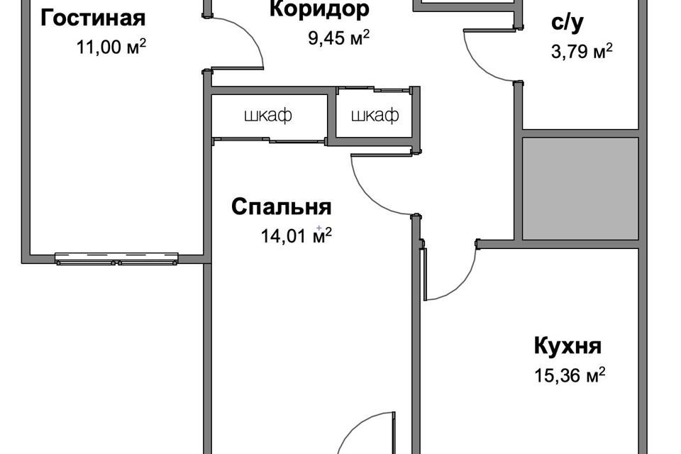 Продаётся 2-комнатная квартира, 60.3 м²
