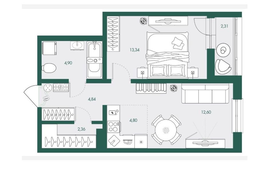 Продаётся 2-комнатная квартира, 46 м²
