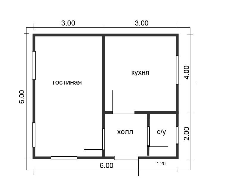 Каркасный дом Эльтон 4x6 - строительство в Москве по цене от 1 158 000 руб