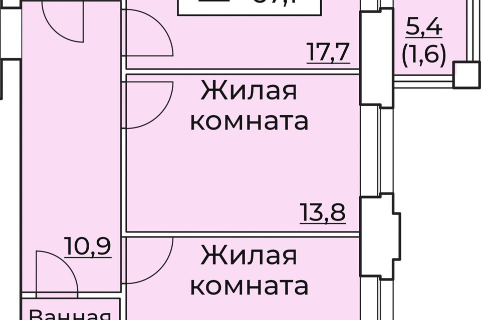 Продаётся 2-комнатная квартира, 67.8 м²