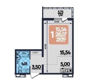 Продаётся 1-комнатная квартира, 29 м²