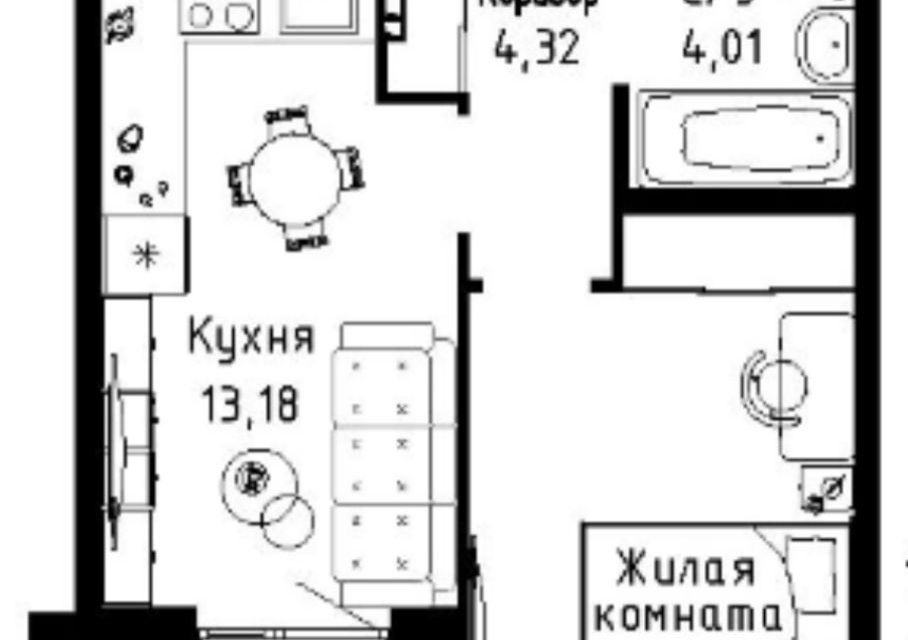 Продаётся 1-комнатная квартира, 35.7 м²