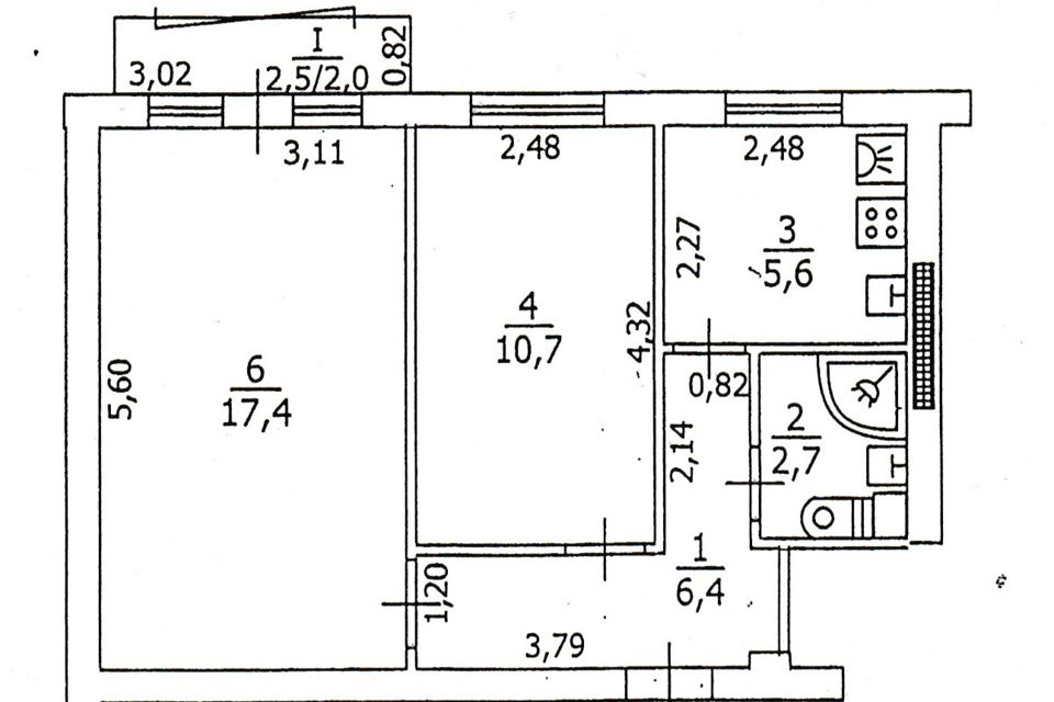Продаётся 2-комнатная квартира, 44.8 м²