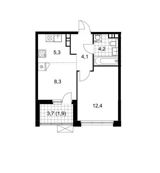 Продаётся 1-комнатная квартира, 36.2 м²