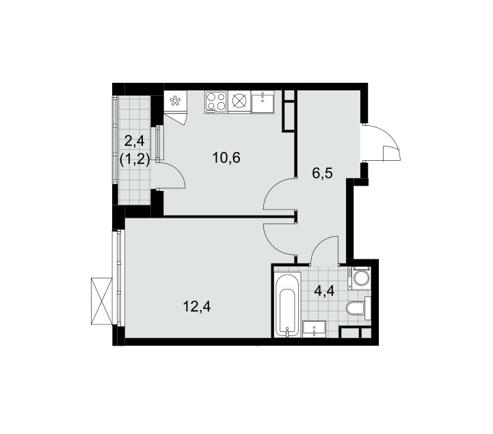 Продаётся 1-комнатная квартира, 35.1 м²