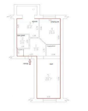 Продаётся 2-комнатная квартира, 55.4 м²