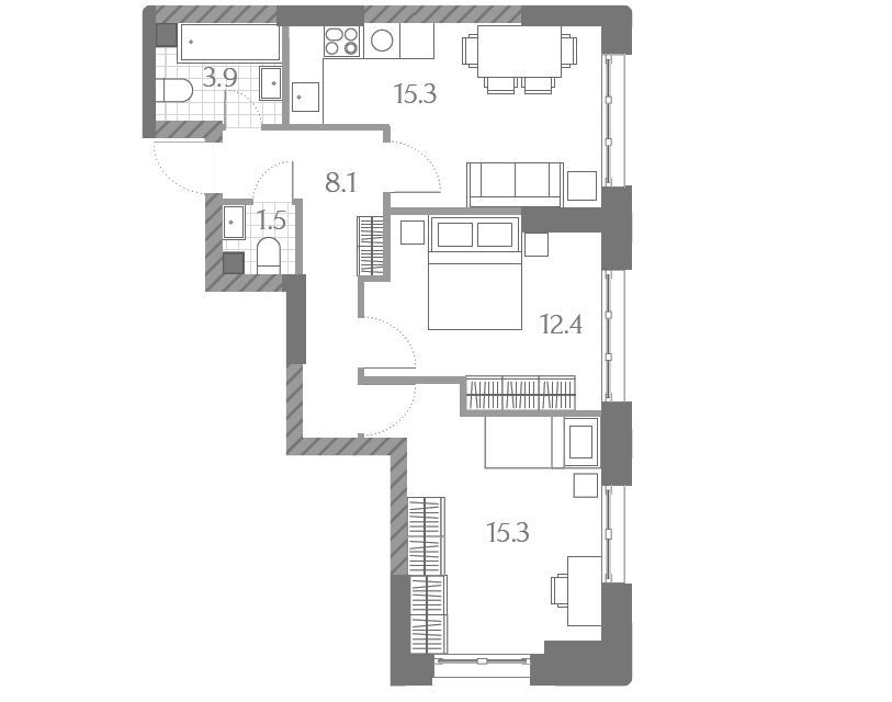 Продаётся 2-комнатная квартира, 56.5 м²