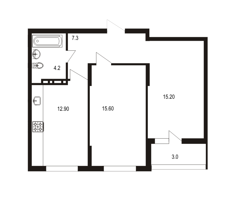 Продаётся 2-комнатная квартира, 58 м²