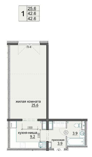 Продаётся студия, 42.6 м²