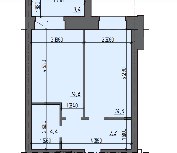 Продаётся 1-комнатная квартира, 40.6 м²