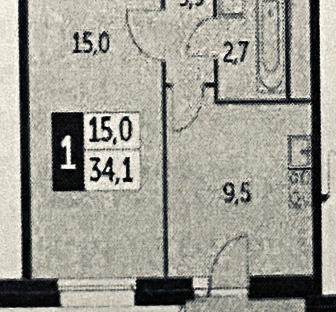 Продаётся 1-комнатная квартира, 32.5 м²