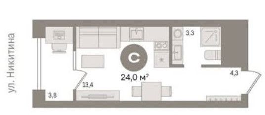 Продаётся студия, 24 м²