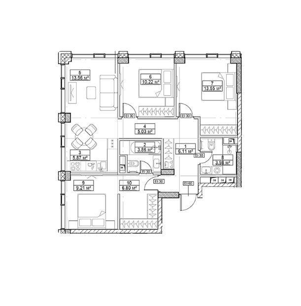 Продаётся 3-комнатная квартира, 78.19 м²