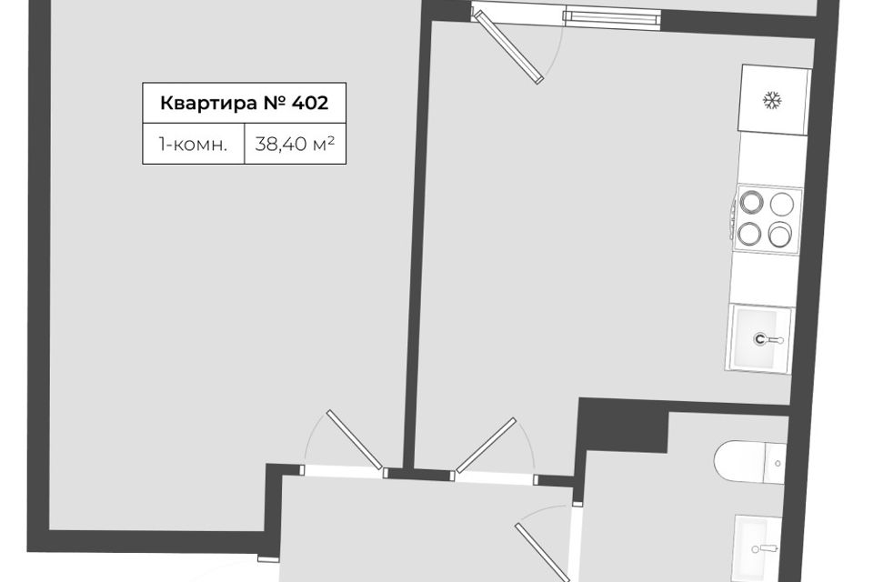 Продаётся 1-комнатная квартира, 38.4 м²