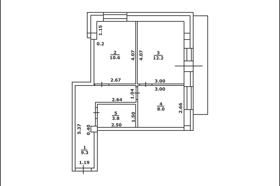 Продаётся 2-комнатная квартира, 43.9 м²