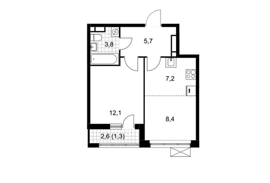 Продаётся 1-комнатная квартира, 38.5 м²