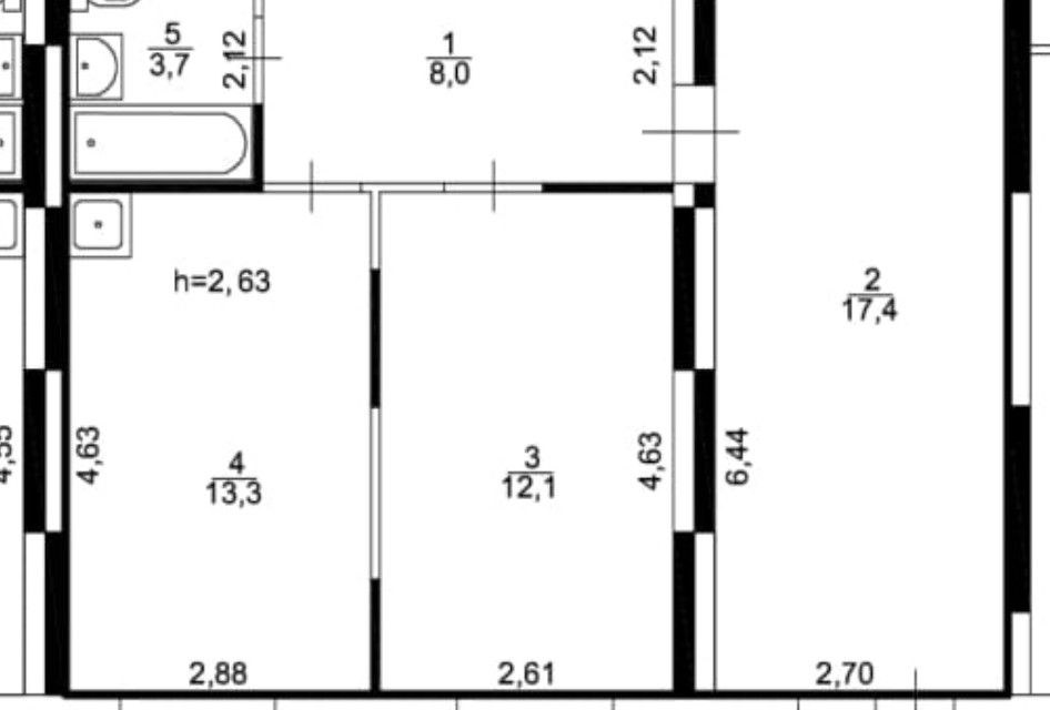 Продаётся 2-комнатная квартира, 56 м²