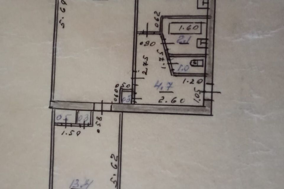 Продаётся 2-комнатная квартира, 46.6 м²