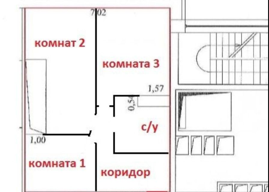 Продаётся 3-комнатная квартира, 60 м²