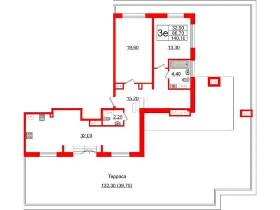 Продаётся 2-комнатная квартира, 86.1 м²