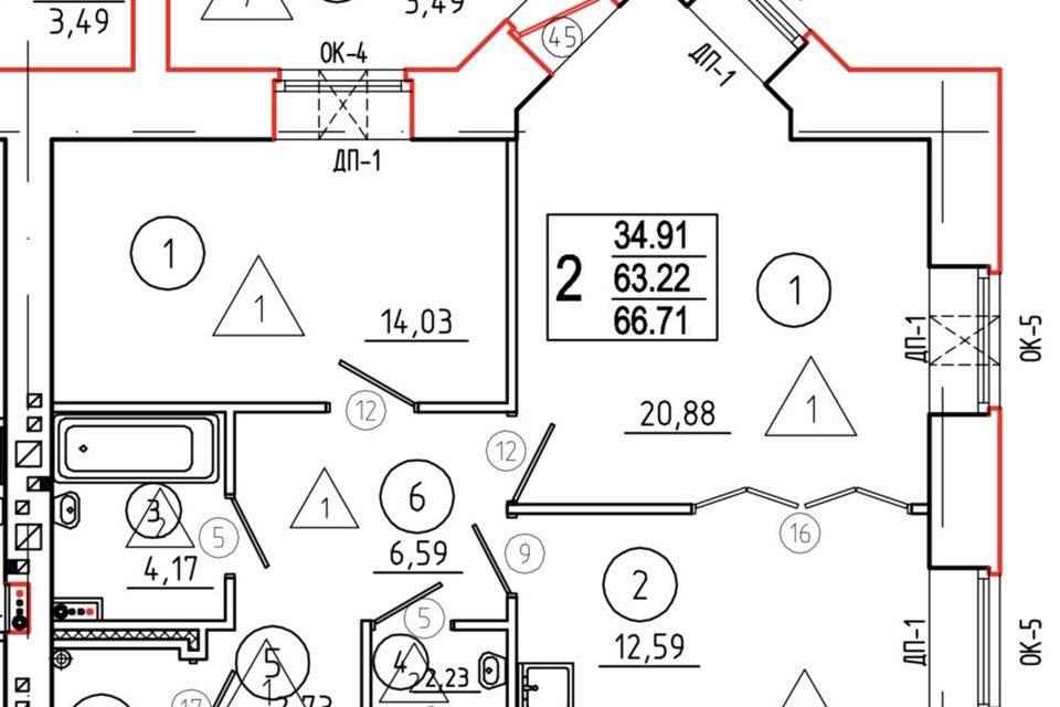 Продаётся 2-комнатная квартира, 69.3 м²