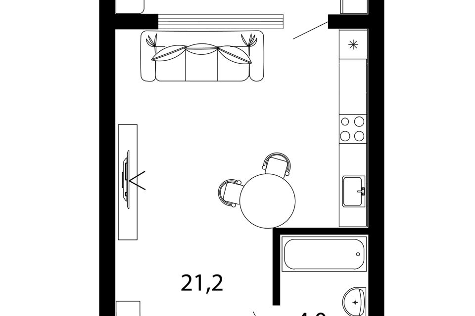 Продаётся студия, 25 м²