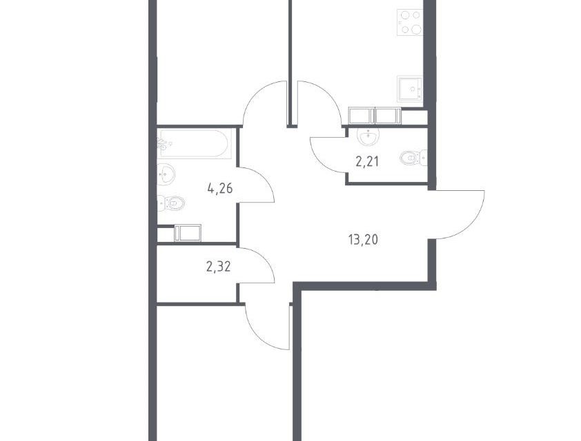 Продаётся 2-комнатная квартира, 63.79 м²