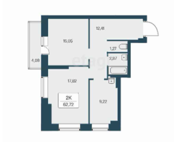 Продаётся 2-комнатная квартира, 63.4 м²
