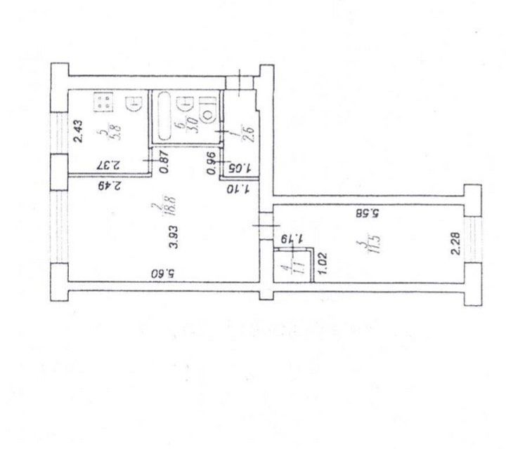 Продаётся 2-комнатная квартира, 42.8 м²
