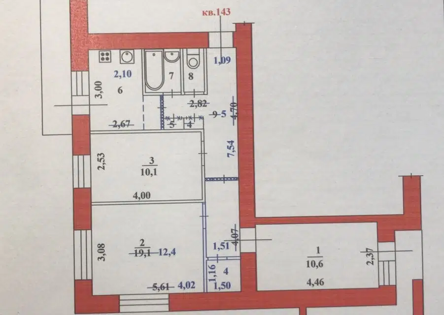 Продаётся 3-комнатная квартира, 61.4 м²