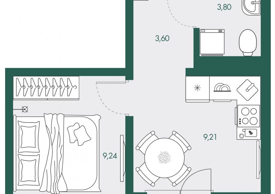 Продаётся 1-комнатная квартира, 28 м²