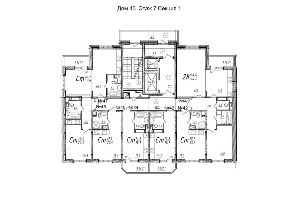 Продаётся 2-комнатная квартира, 60.7 м²