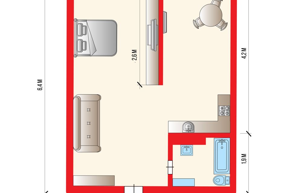 Продаётся 1-комнатная квартира, 35.2 м²