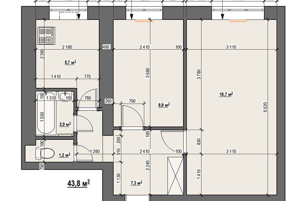 Продаётся 2-комнатная квартира, 44 м²