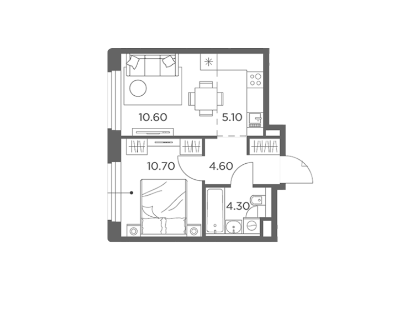 Продаётся 1-комнатная квартира, 35.3 м²