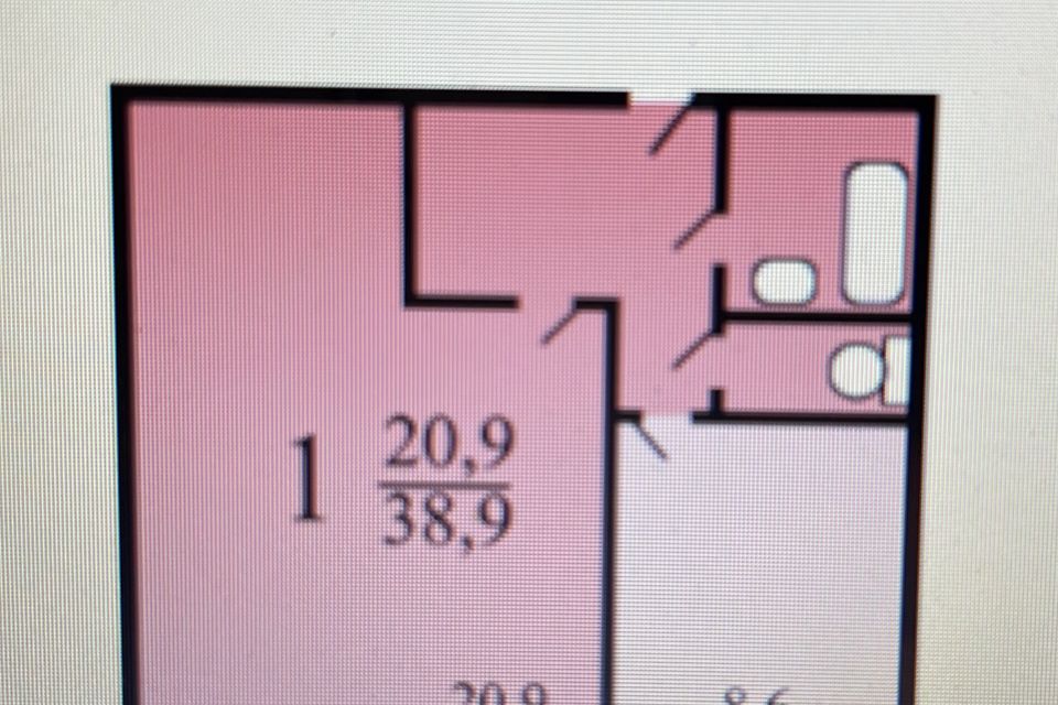 Продаётся 1-комнатная квартира, 38.9 м²