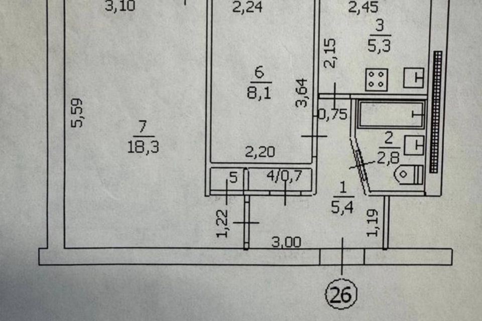 Продаётся 2-комнатная квартира, 43.1 м²