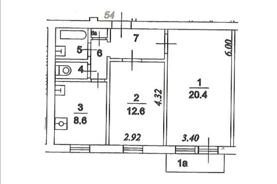 Продаётся 2-комнатная квартира, 52.3 м²